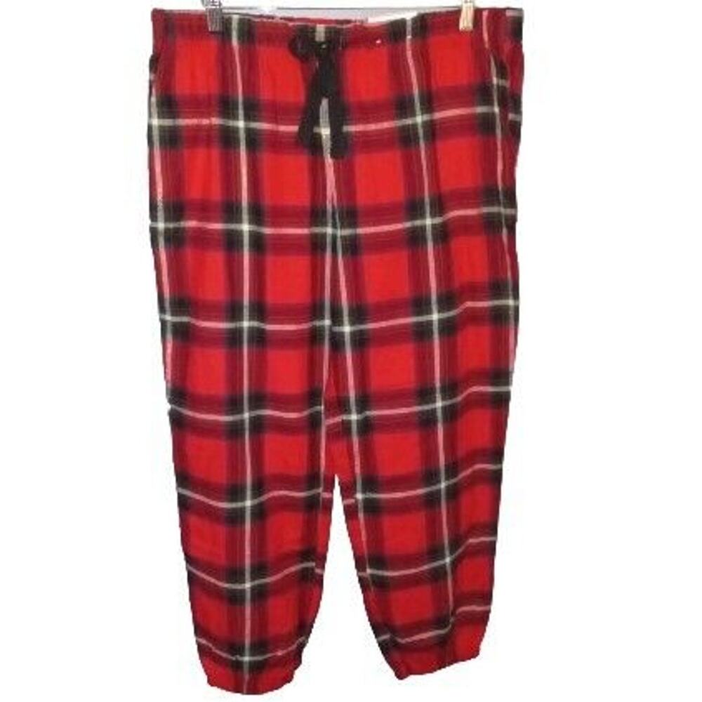 NWT Men's Brushed Flannel Cozy Red Tartan Plaid Pajama Pants XL Preppy Academia